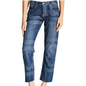 Current Elliot Vintage Bandana print jeans The Crossover Unisex fit NWT